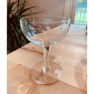 Beautiful Etched Gimlet Glasses Vintage Set of Three